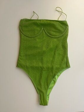 Oseree Lime Green Shimmer One-Piece Swimsuit